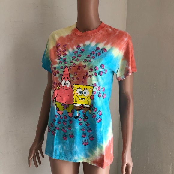 Nickelodeon Spongebob Square Pants Vintage Tie-Dye T-Shirt Women’s Size XS Tee - Picture 5 of 16